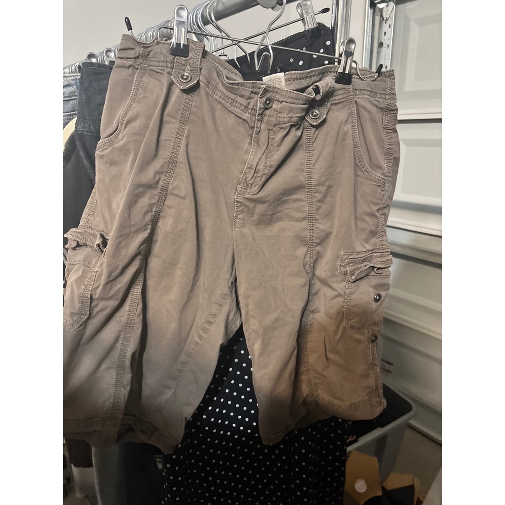 y2k Cargo Shorts Women Utility Khaki Hiking Pocket Sonoma Size 14 Brown Gorpcore